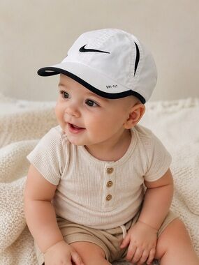 Nike Dri-FIT Infant Toddler White Black Swoosh Adjustable Hat Cap